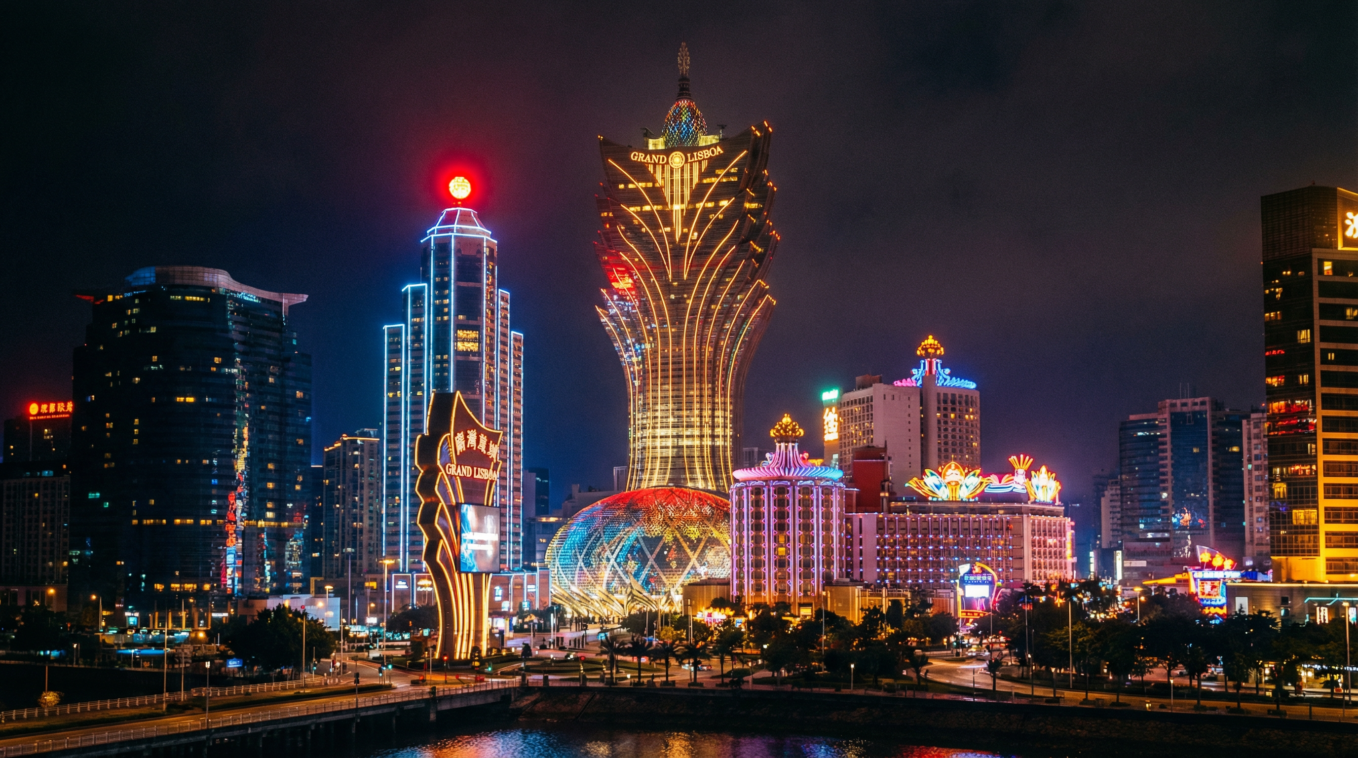 金沙娱乐城 - 澳门地标建筑夜景